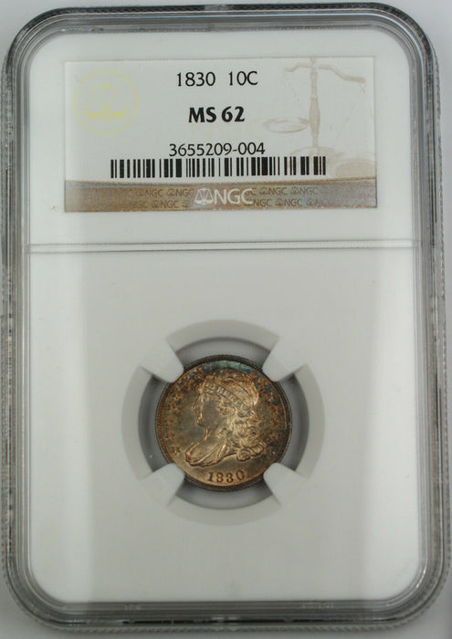 1830 Capped Bust Silver Dime NGC MS-62 *Toned Very Choice BU Coin* JJP