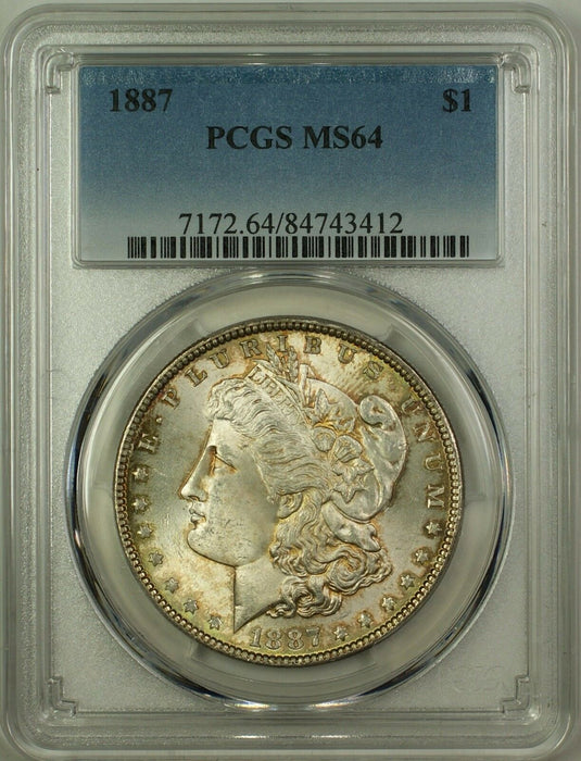 1887 Morgan Silver Dollar $1 Coin PCGS MS-64 Toned (16)