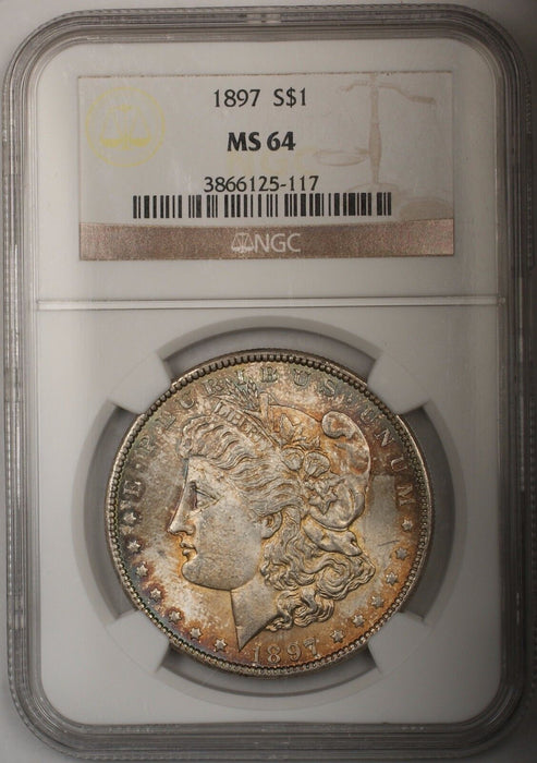 1897 Morgan Silver Dollar $1 Coin NGC MS-64 Toned