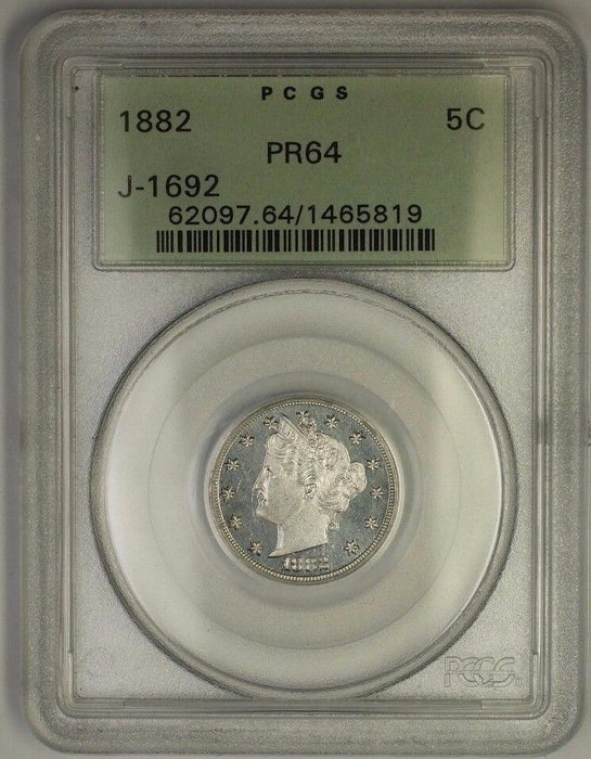 1882 Liberty V Nickel Pattern Proof Coin PCGS PR-64 OGH J-1692 Judd WW