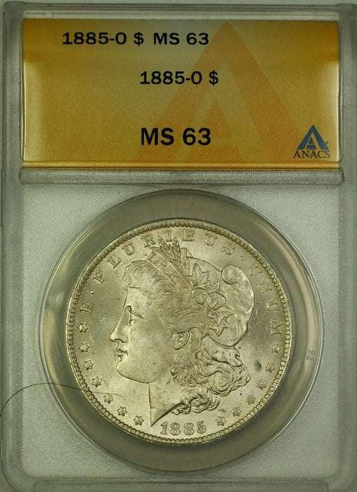 1885-O Morgan Silver Dollar $1 Coin ANACS MS-63