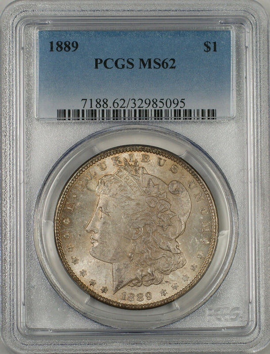 1889 Morgan Silver Dollar $1 Coin PCGS MS-62 Toned (Ta)