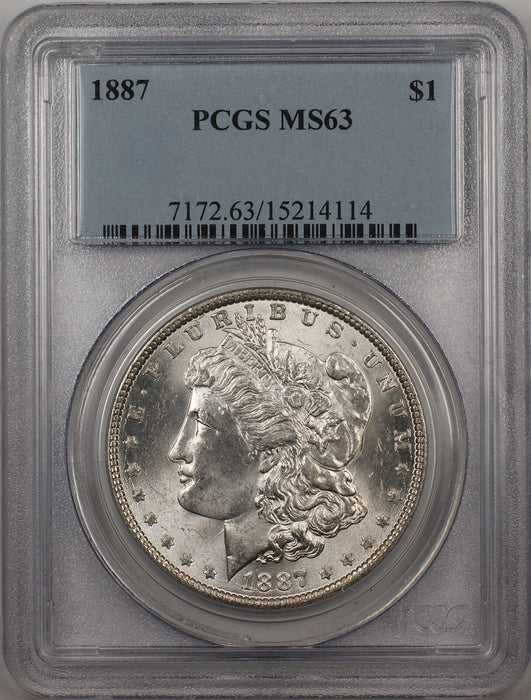 1887 Morgan Silver Dollar $1 Coin PCGS MS-63 (BR-20 K)
