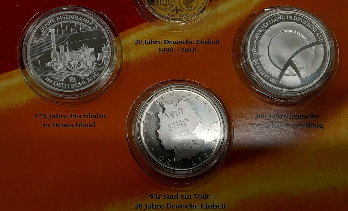 2010 Germany Six Silver 10 Euro Proof Commem. Coins - Original Mint Packaging