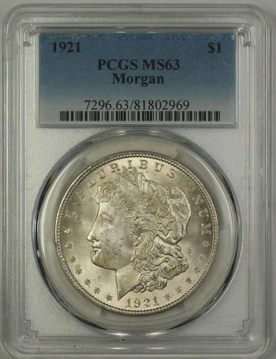 1921 Morgan Silver Dollar $1 Coin PCGS MS-63 (14c)