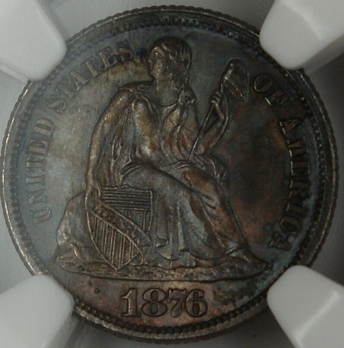 1876-CC Seated Liberty Dime, NGC MS-63 Toned, *Gem BU Coin*