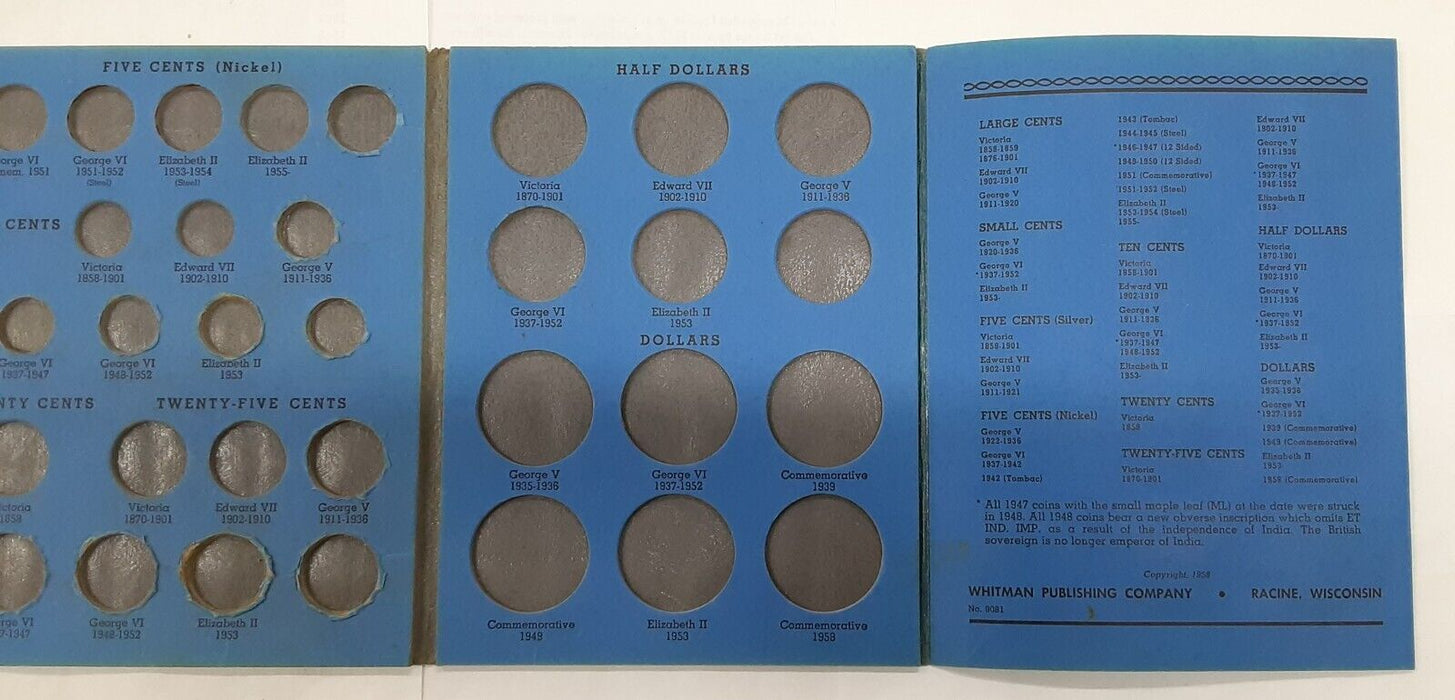 Empty Whitman Canadian Coin Type Collection Folder No.9081 Used *Rare*
