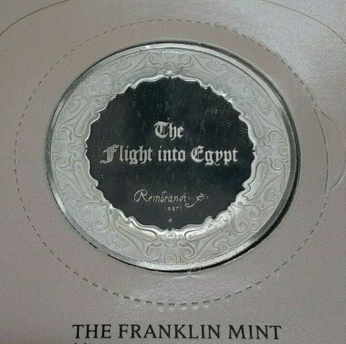 Franklin Mint Genius/Rembrandt PR .925 Silver Medal-Flight Into Egypt in Card