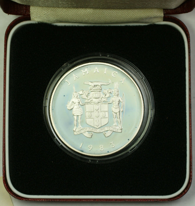 1983 Jamaica Royal Visit Commemorative Silver $10 Proof Coin OGP Franklin Mint