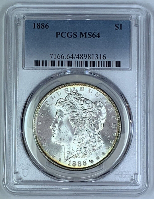 1886 Morgan Silver $1 Dollar Coin PCGS MS 64 (7) B