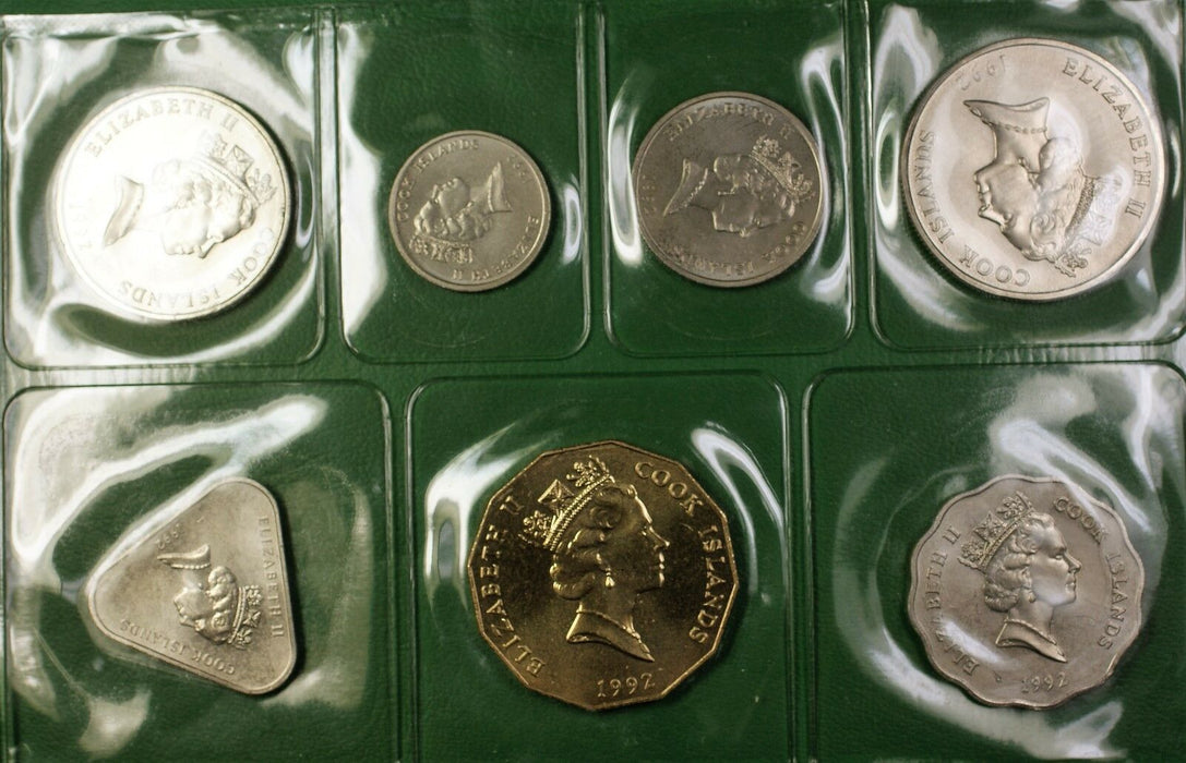 1992 Cook Islands Brilliant Uncirculated Specimen Set 7 Coins Total