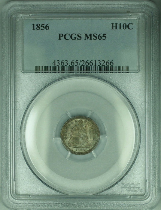 1856 Seated Liberty Half Dime Silver 5c Coin PCGS MS-65 Toned (B) AKR