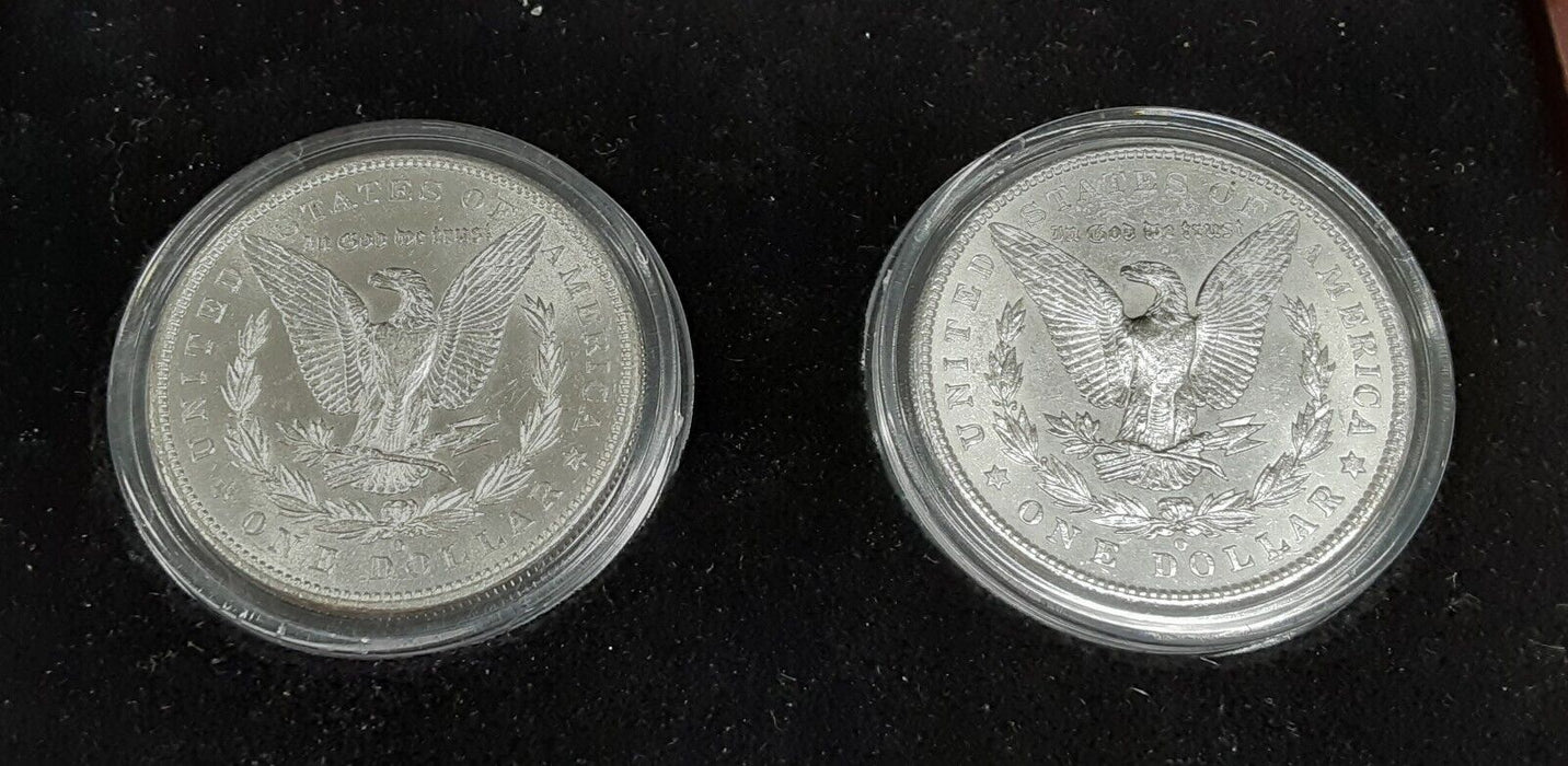 First & Last New Orleans Mint Morgan Silver Dollars UNC in Display Case