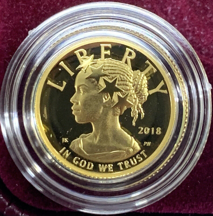 2018-W $10 American Liberty 1/10 OZ Proof Gold Coin Box & COA