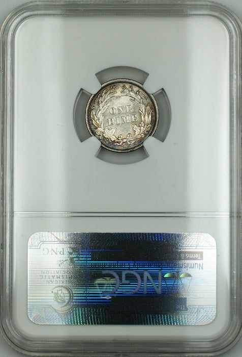1898 Barber Silver Dime NGC UNC Details Improperly Clnd (Choice Coin) Toned RF