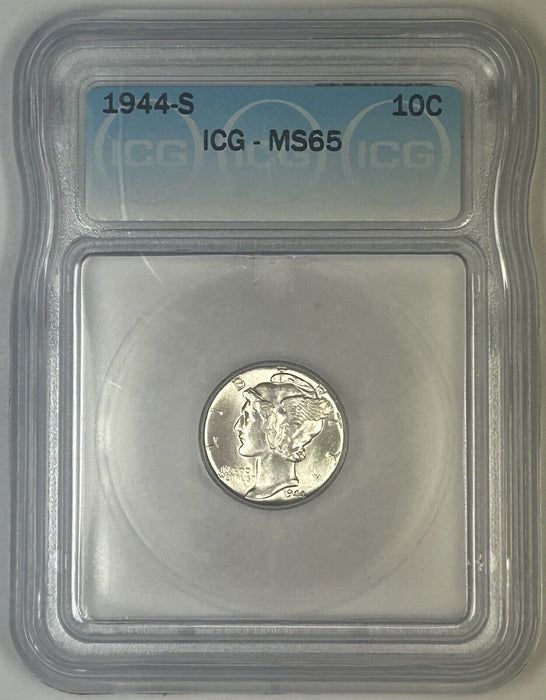1944-S Mercury Silver Dime 10c Coin ICG MS 65 (54) X