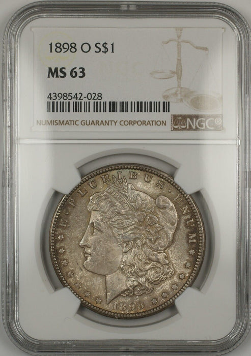 1898-O Morgan Silver Dollar $1 NGC MS-63 Toned (Better Coin) (13b)