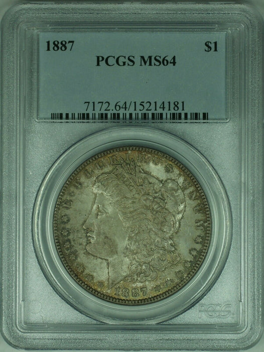 1887 Morgan Silver Dollar Coin $1 PCGS MS64 Toned (32 F)