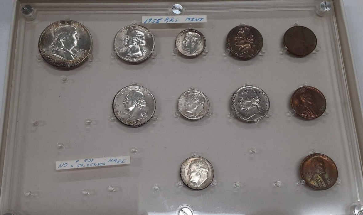 1955 PD&S UNC Set in Seitz Holder - Uncirculated w/Toning 11 Coins Total