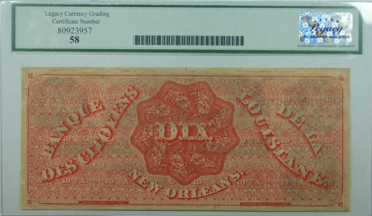 Citizens' Bank of LA $10 Remainder New Orleans LA Haxby 15-G26 Legacy ChAbtNew58