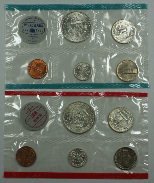 1964 U.S. 10 Coin P&D UNC Mint Set with Silver Quarter, Half and Dime as Issued