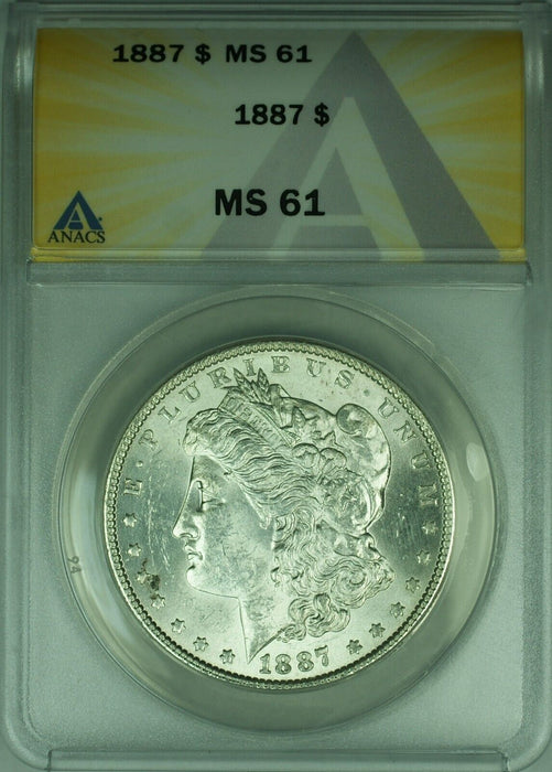 1887 Morgan Silver Dollar S$1 ANACS MS-61 Better Coin (26B)