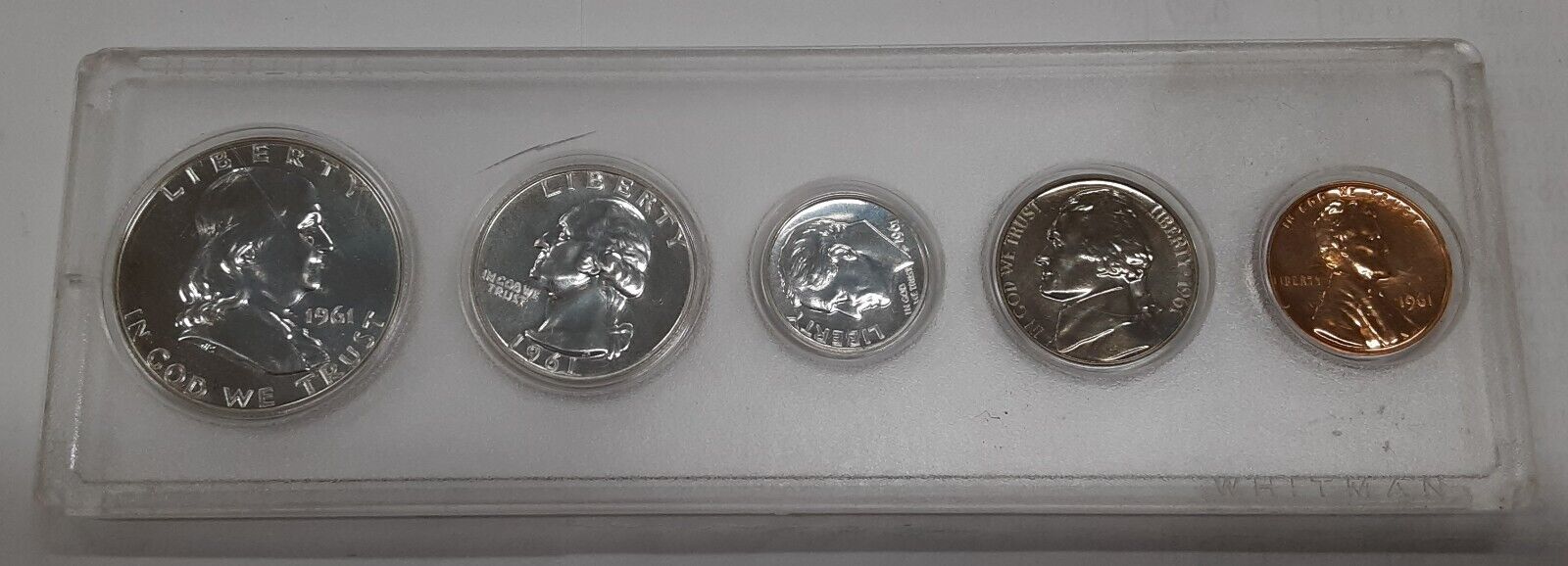 1961 US Mint Silver Proof Set 5 Gem Coins in Whitman Holder