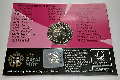 2011 Great Britain 50 Pence BU Coin UK Olympics Equestrian in Royal Mint Card