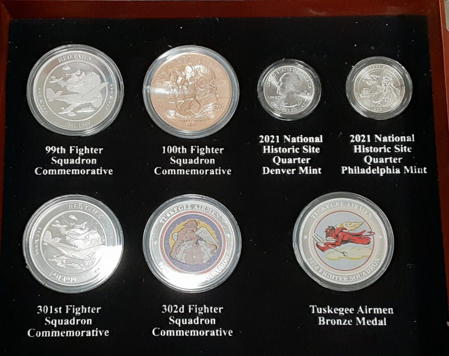 Danbury Mint Tuskegee Airmen Coin, Medal & Currency Set in Display Case