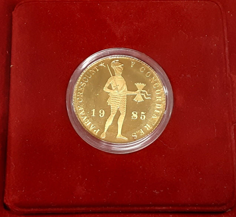 1985 Netherlands Proof Gold Ducat Coin 1586 Design .983 Fine 3.494 Grains W Case