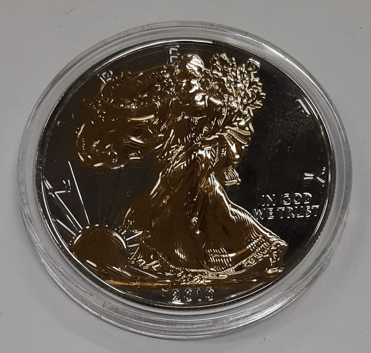 2010 American Silver Eagle BU w/Gold Plated Highlights in Case