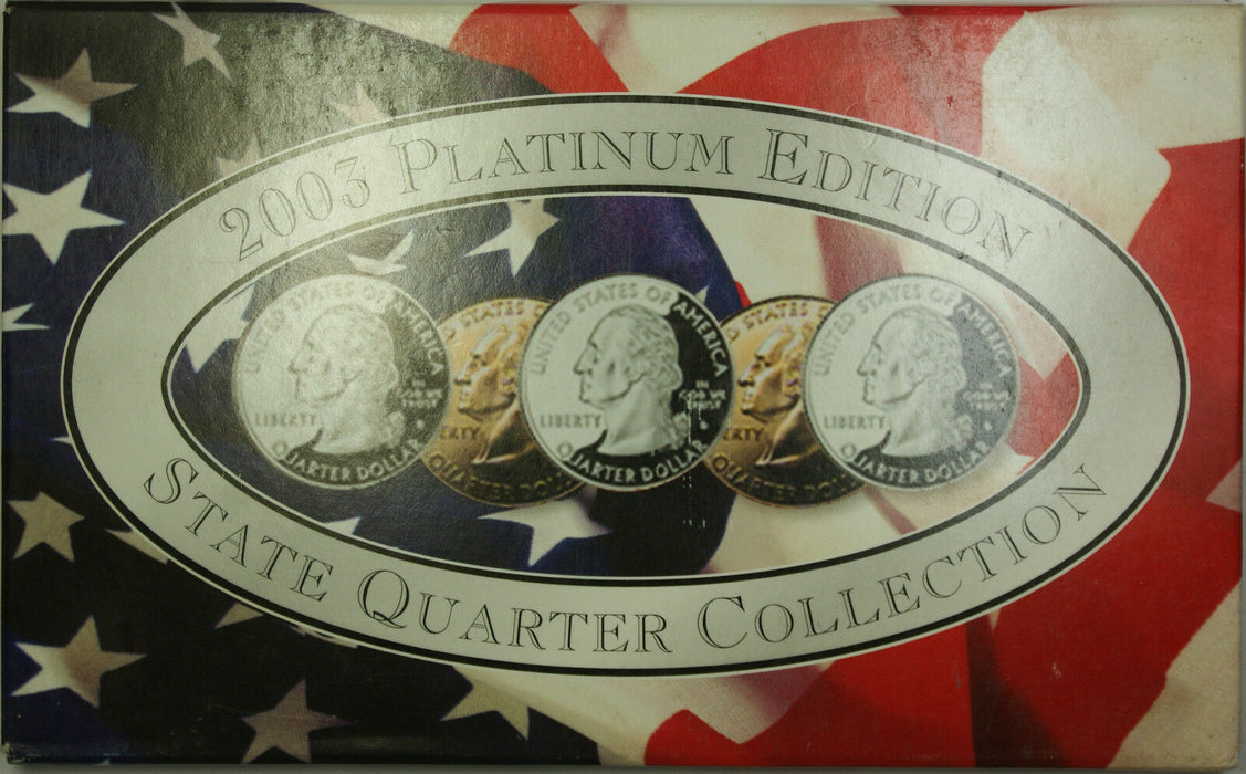 2003 Philadelphia Platinum Edition State Quarter Collection 5 Quarter UNC Set
