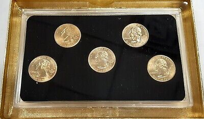 2005 Commemorative Quarters Gold Edition Set 5 Coins Total in Case W/COA