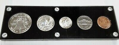 1954 United States Mint 5 Coin Proof Set in Black Acrylic Holder 90% Silver (P)