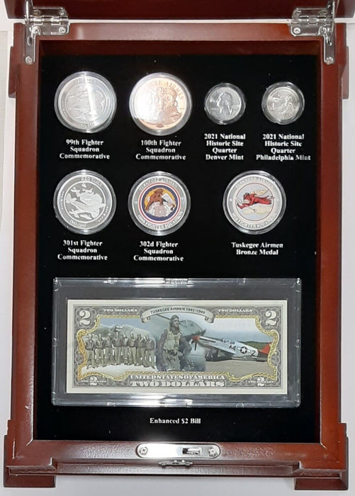 Danbury Mint Tuskegee Airmen Coin, Medal & Currency Set in Display Case