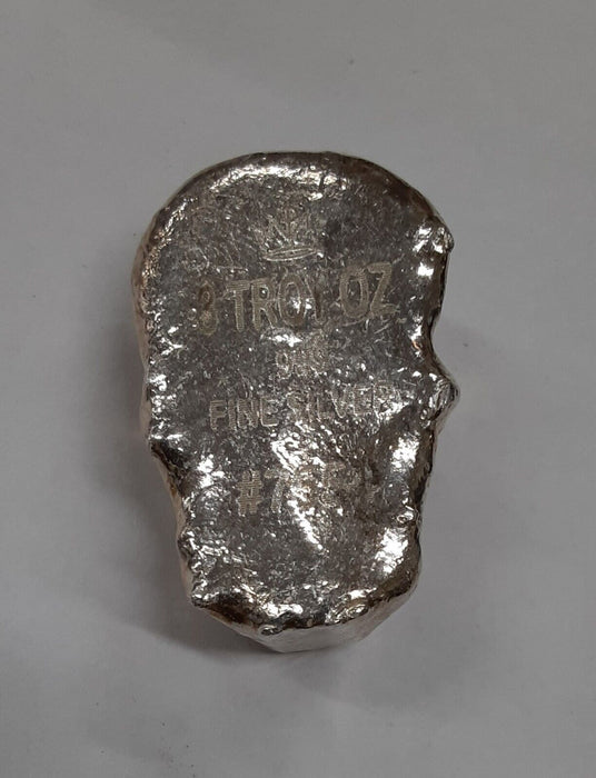 Monarch Precious Metals 3 Troy Oz .999 Fine Silver Poured Ingot/Skull Design