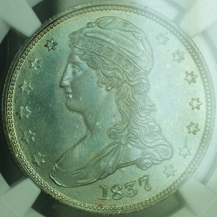 1837 Capped Bust Silver Half Dollar NGC UNC Details Very Choice BU Toned Coin