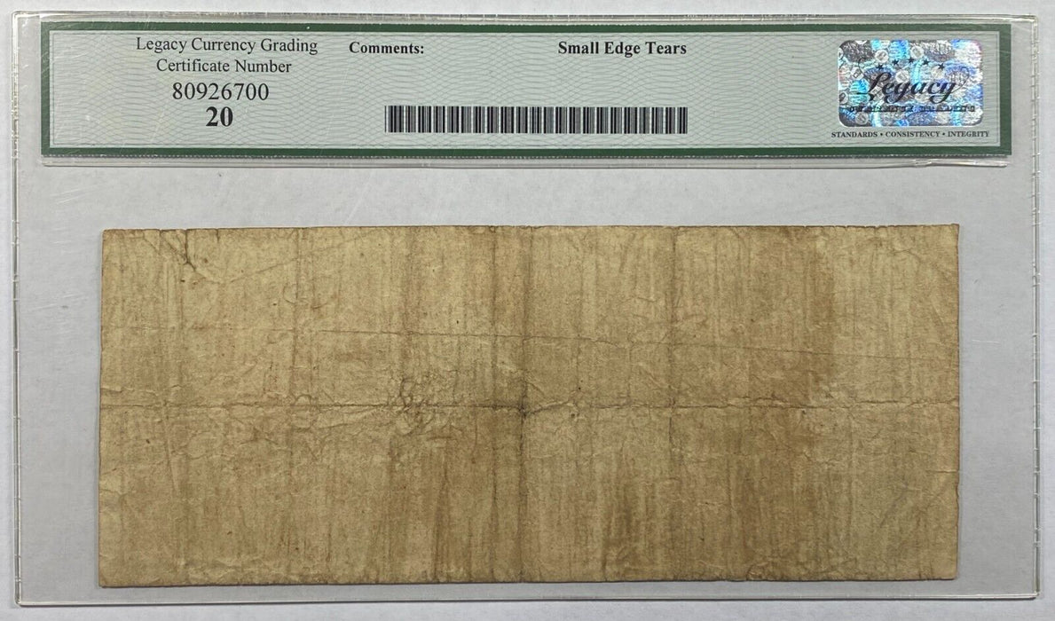 1862 Mississippi Central Rail Road Holly Springs $2 Dollar Note Legacy VF-20