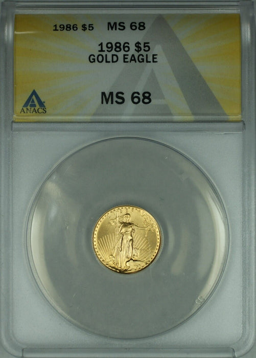 1986 Gold American Eagle 1/10th Ounce $5 AGE Coin ANACS MS-68