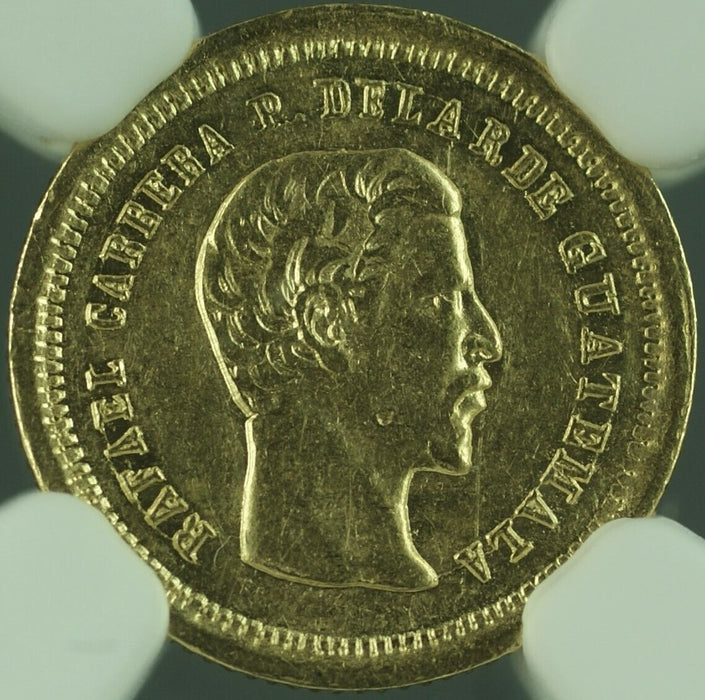 1860 R Guatemala 4 Reales Gold Coin NGC AU Details-Cleaned