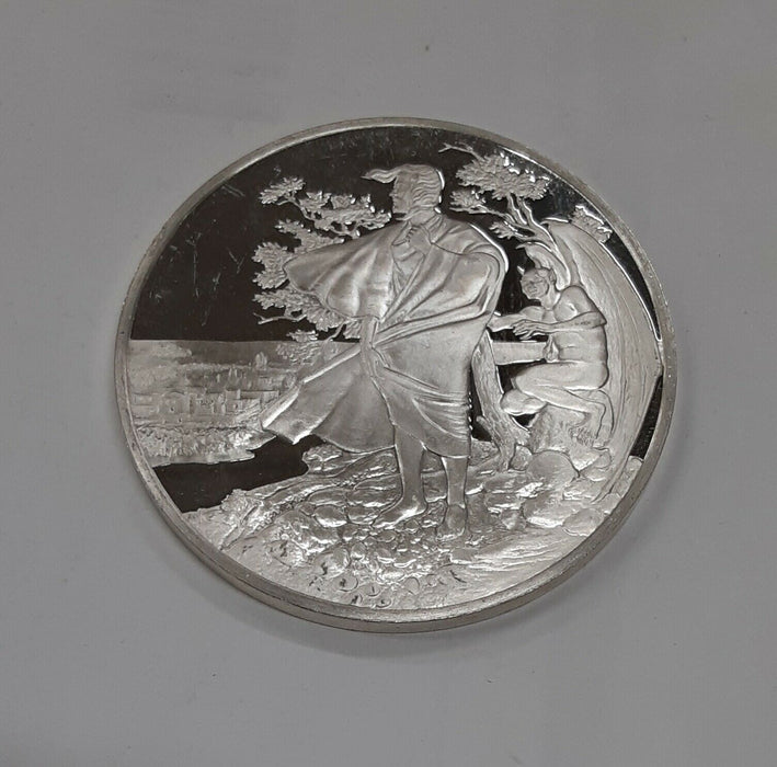 Franklin Mint Life of Christ .925 Silver Medal by Benvenuti-Temptation Of Jesus