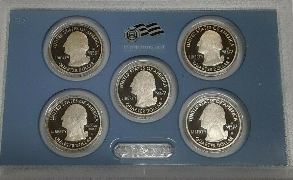 2010-S U.S. Mint 5 Coin Proof National Parks Quarters Set In OGP With Box & COA