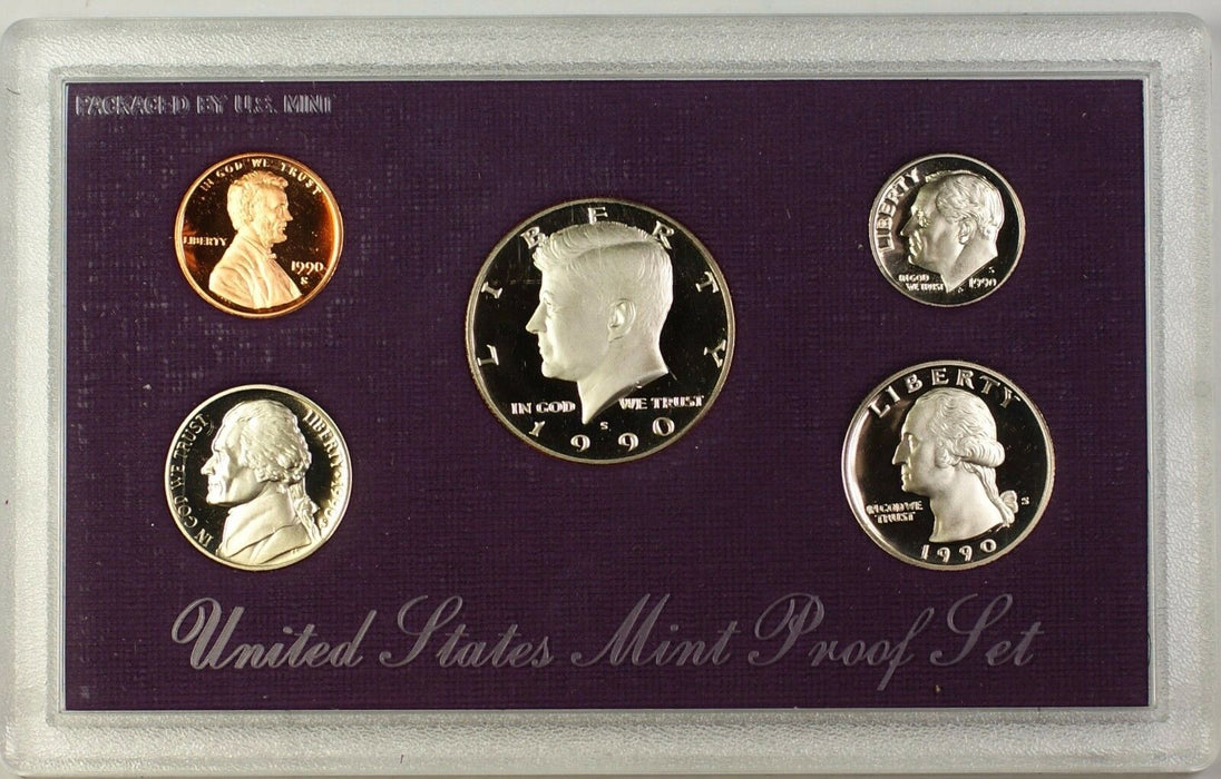1990-S US Mint 5 Coin Proof Set in Plastic--NO Box