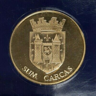 Carcassonne France 22ct Gold Plated Medal in Plastic Holder
