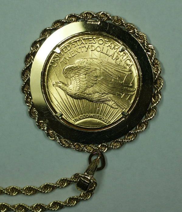 Sold at Auction: 1927 Liberty 20 dollar gold coin pendant on 24K yellow gold  chain. 25