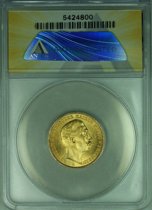 1911-A Germany-Prussia 20M Mark Gold Coin ANACS MS-64