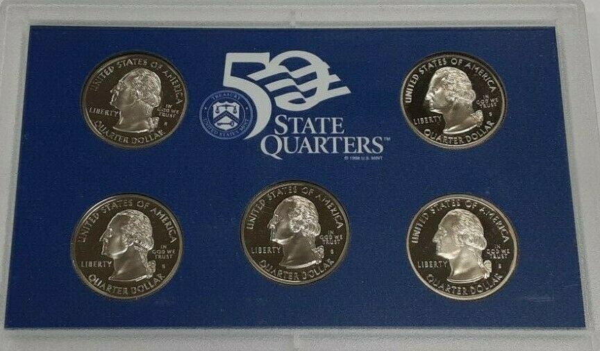 1999-S US Mint Clad Proof State Quarters Set 5 Gem Coins ONLY NO Box & COA