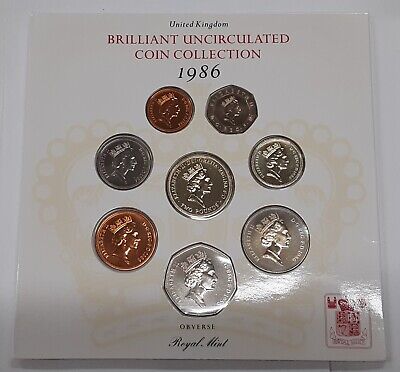 1986 United Kingdom Mint Set - 8 BU Coins Total in Royal Mint Packaging