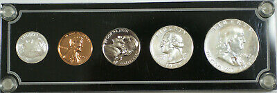 1957 US Year Proof Set with Silver Half, Quarter, & Dime in Black Holder (V)