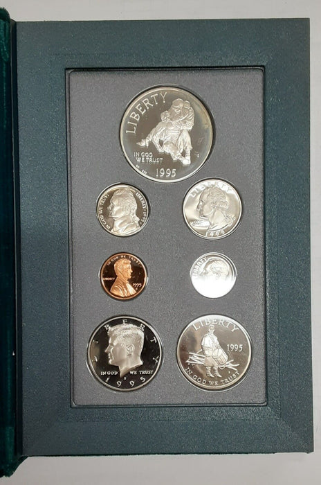 1995-S Prestige Set 7 Gem Proof Coins W/Civil War Silver $1 Coins Only - NO OGP